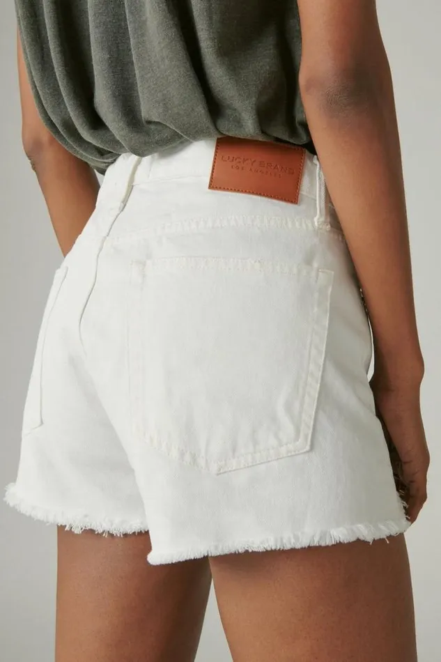 Women Lucky Brand Shorts High Rise Mom Short Spring White Dest