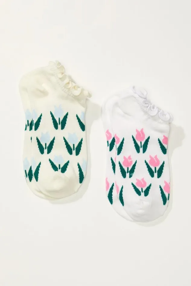 Women Lucky Brand Socks Tulip Ped Sock 2 Pk White