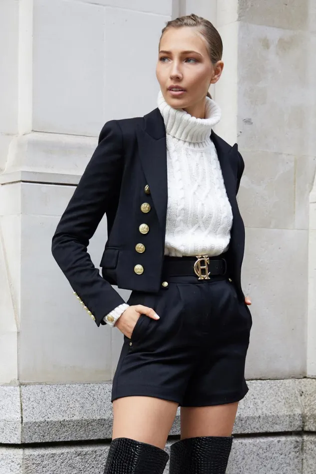 Women Luxe Tailored Short Black Barathea Holland Cooper Tailoring