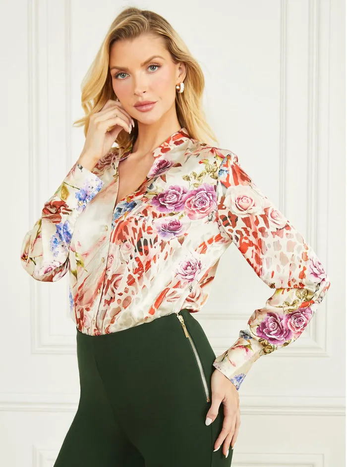 Women Marciano GUESS Marciano Rose Print Kyra Shirt Women Marciano GUESS Marciano Rose Print Kyra Shirt