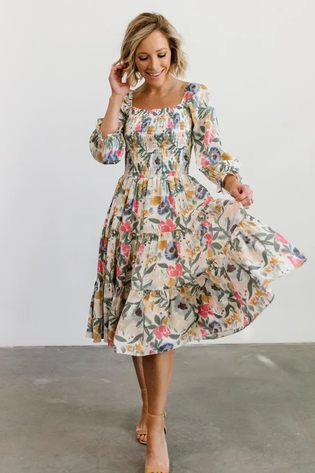 Women Marta Smocked Midi Dress Multi Floral Baltic Born Midi Dresses