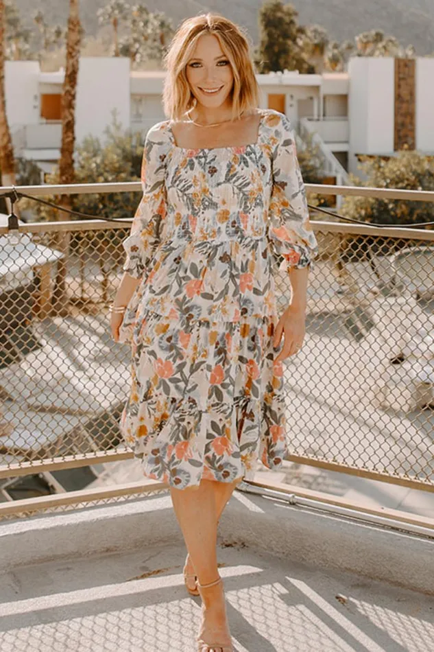 Women Marta Smocked Midi Dress Multi Floral Baltic Born Midi Dresses Women Marta Smocked Midi Dress Multi Floral Baltic Born Midi Dresses