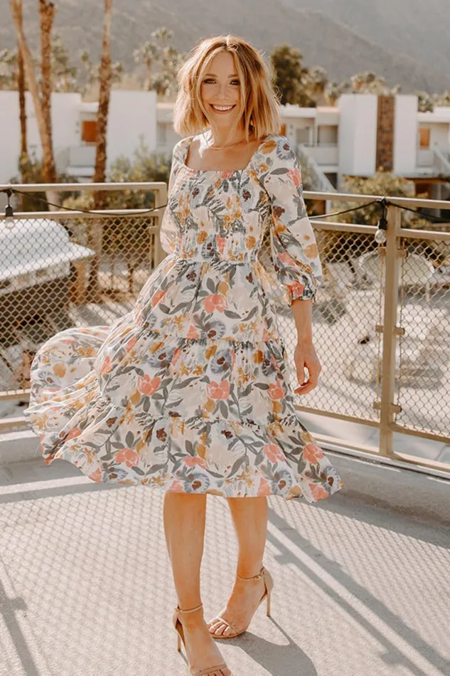 Women Marta Smocked Midi Dress Multi Floral Baltic Born Midi Dresses Women Marta Smocked Midi Dress Multi Floral Baltic Born Midi Dresses