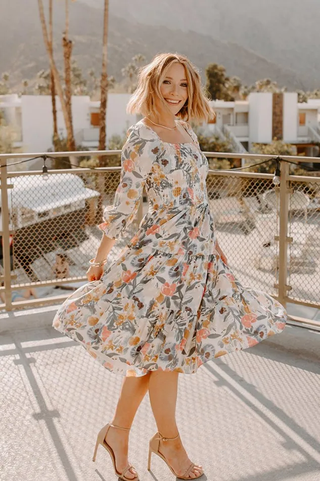 Women Marta Smocked Midi Dress Multi Floral Baltic Born Midi Dresses Women Marta Smocked Midi Dress Multi Floral Baltic Born Midi Dresses