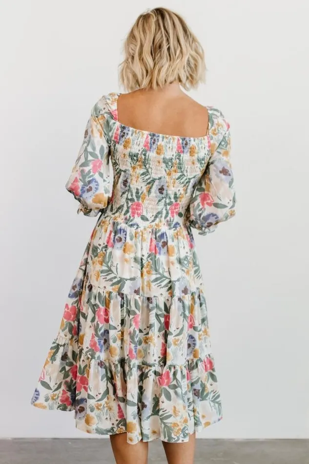 Women Marta Smocked Midi Dress Multi Floral Baltic Born Midi Dresses Women Marta Smocked Midi Dress Multi Floral Baltic Born Midi Dresses