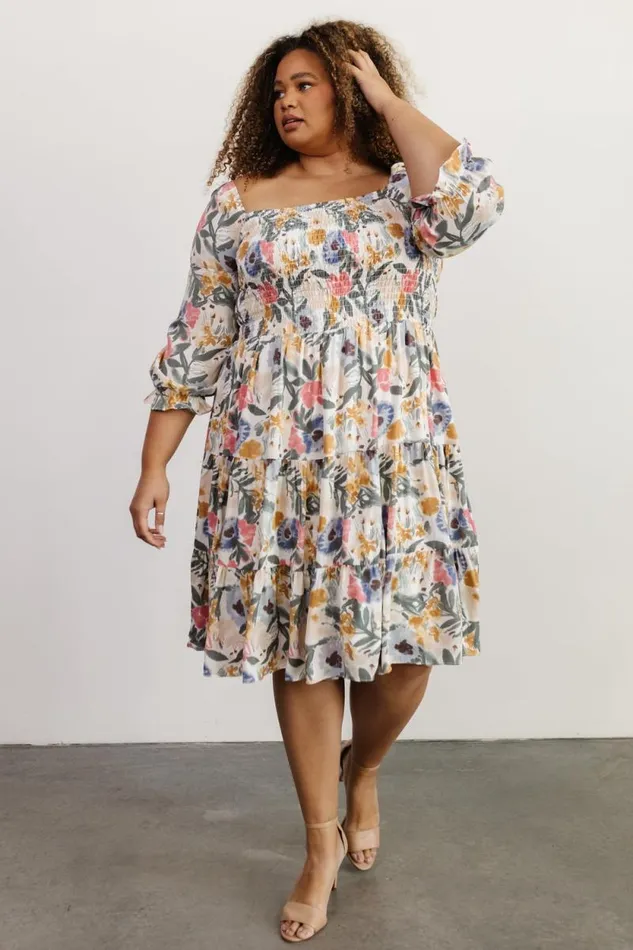 Women Marta Smocked Midi Dress Multi Floral Baltic Born Midi Dresses Women Marta Smocked Midi Dress Multi Floral Baltic Born Midi Dresses