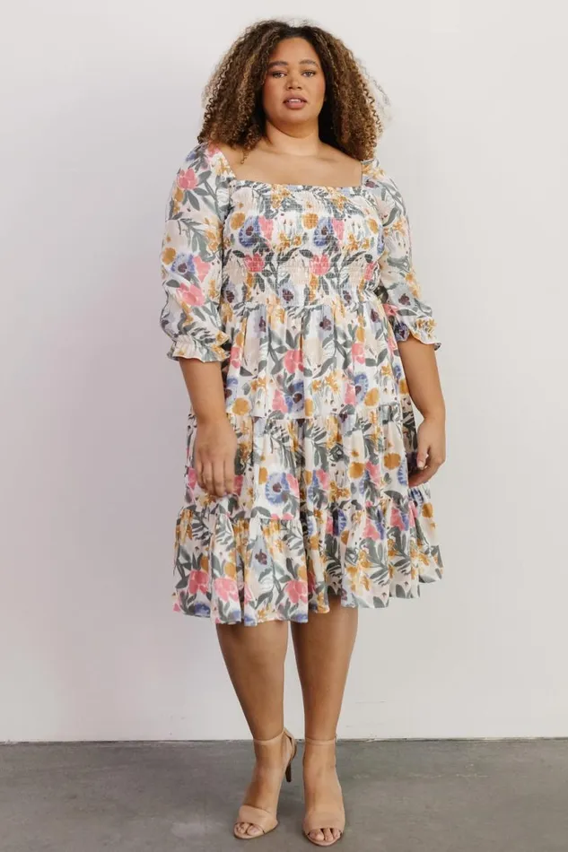 Women Marta Smocked Midi Dress Multi Floral Baltic Born Midi Dresses Women Marta Smocked Midi Dress Multi Floral Baltic Born Midi Dresses