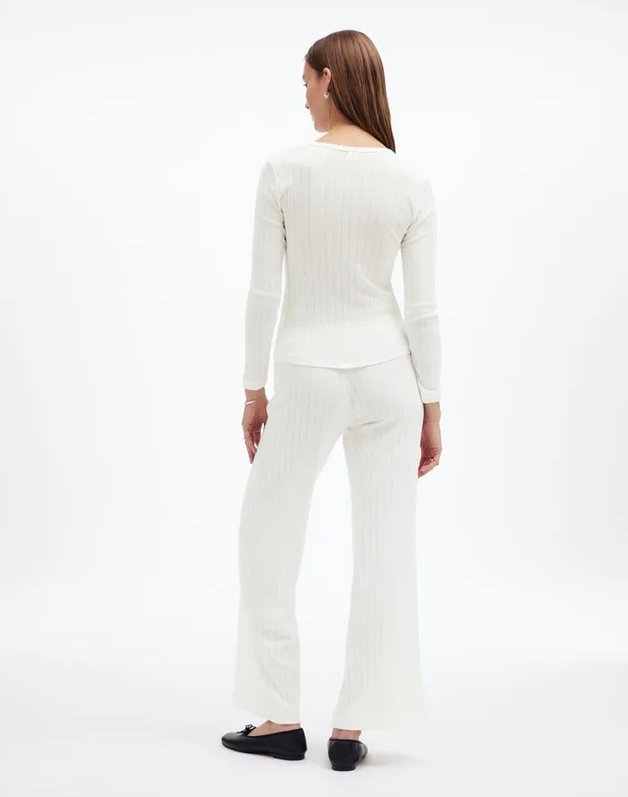 Women Matching Sets Madewell Madewell X LESET Pointelle Perfect Tee and Pant Set White