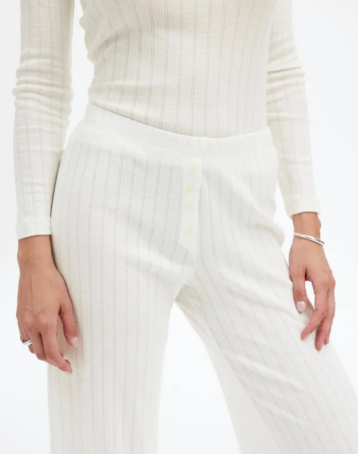Women Matching Sets Madewell Madewell X LESET Pointelle Perfect Tee and Pant Set White