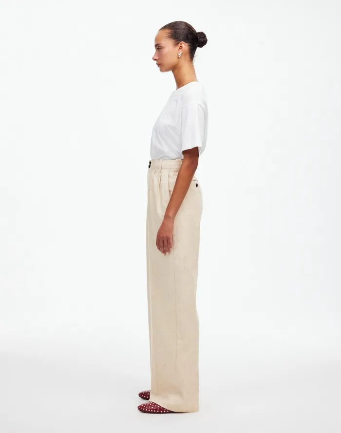 Women Matching Sets Madewell The Harlow WideLeg Pant In Herringbone Italian Fabric Oatmeal Herringbone