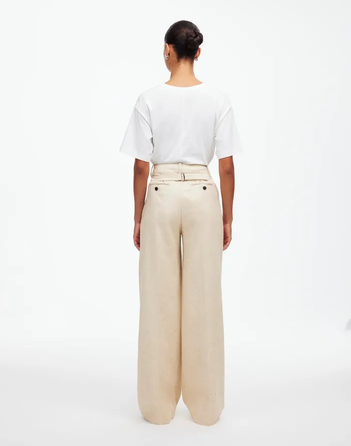 Women Matching Sets Madewell The Harlow WideLeg Pant In Herringbone Italian Fabric Oatmeal Herringbone