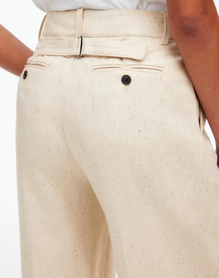 Women Matching Sets Madewell The Harlow WideLeg Pant In Herringbone Italian Fabric Oatmeal Herringbone