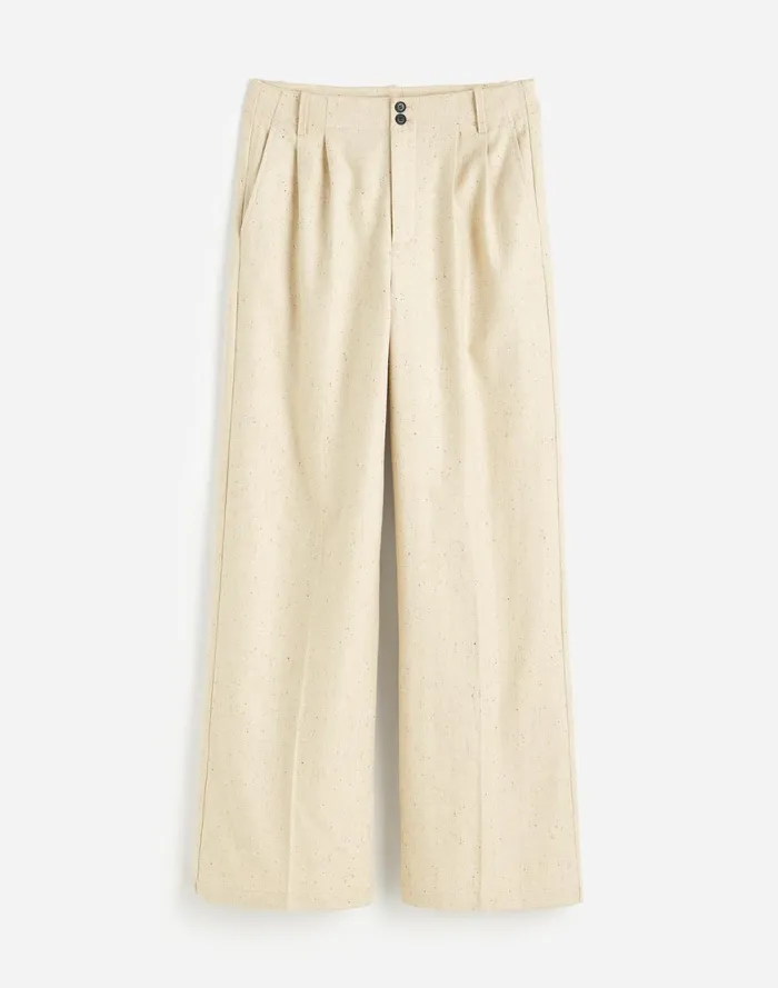 Women Matching Sets Madewell The Harlow WideLeg Pant In Herringbone Italian Fabric Oatmeal Herringbone