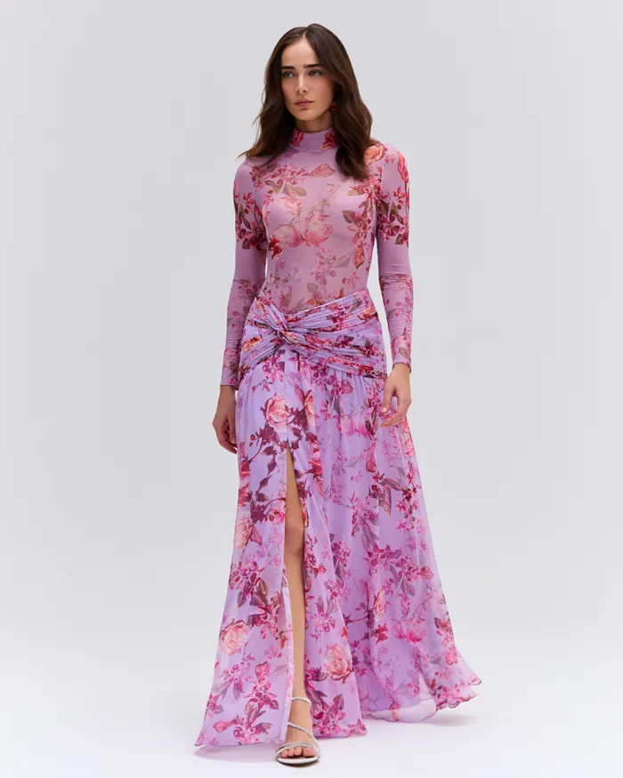 Women Matching Sets PatBO Floral Haze Draped Maxi Skirt EXCLUSIVE Violet