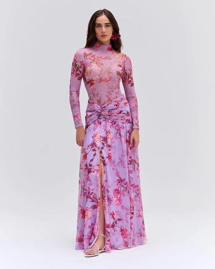 Women Matching Sets PatBO Floral Haze Draped Maxi Skirt EXCLUSIVE Violet