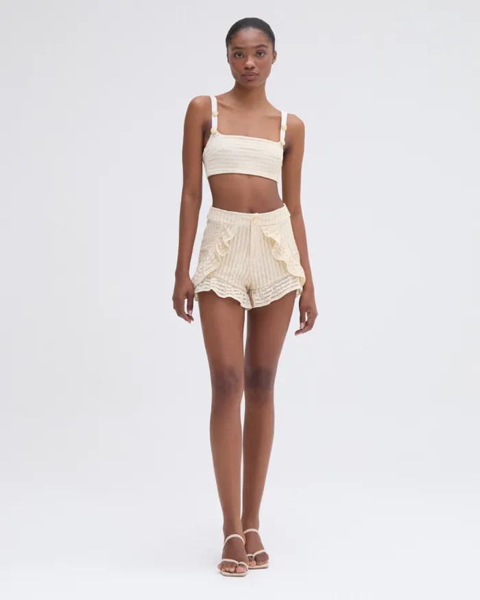 Women Matching Sets PatBO METALLIC KNIT TOP Off White