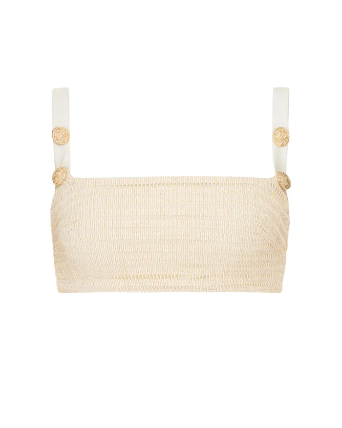 Women Matching Sets PatBO METALLIC KNIT TOP Off White