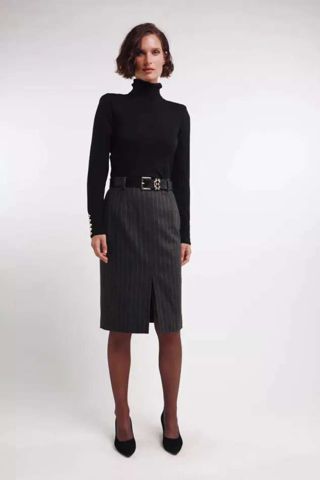 Women Mayfair Pencil Skirt Charcoal Pinstripe Holland Cooper Tailoring Women Mayfair Pencil Skirt Charcoal Pinstripe Holland Cooper Tailoring