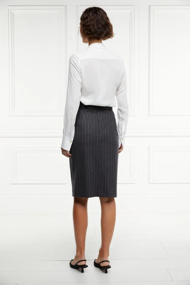 Women Mayfair Pencil Skirt Charcoal Pinstripe Holland Cooper Tailoring Women Mayfair Pencil Skirt Charcoal Pinstripe Holland Cooper Tailoring