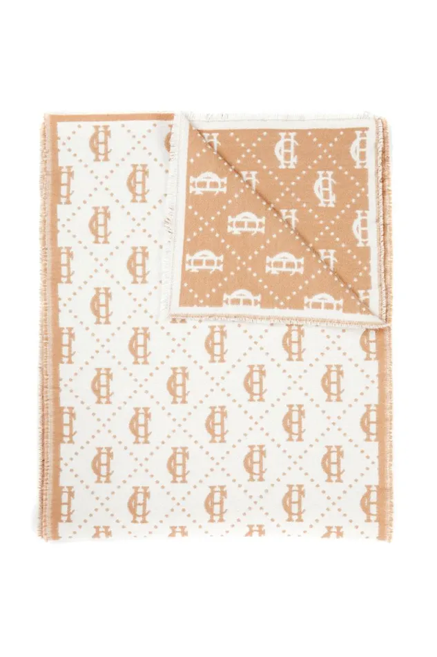 WomenMen Lightweight Monogram Scarf Camel Cream Holland Cooper Scarves