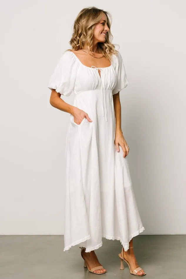 Women Meredee Puff Sleeve Dress Off White Baltic Born Midi Dresses