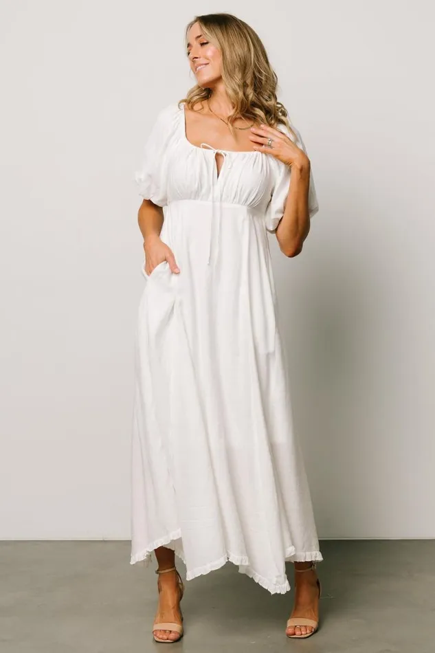 Women Meredee Puff Sleeve Dress Off White Baltic Born Midi Dresses Women Meredee Puff Sleeve Dress Off White Baltic Born Midi Dresses