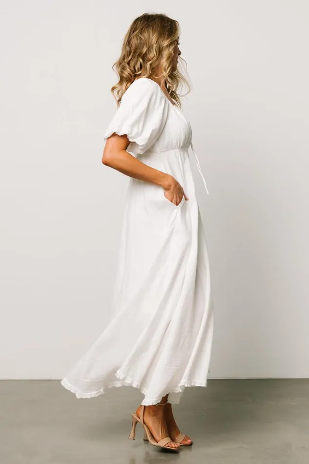 Women Meredee Puff Sleeve Dress Off White Baltic Born Midi Dresses Women Meredee Puff Sleeve Dress Off White Baltic Born Midi Dresses
