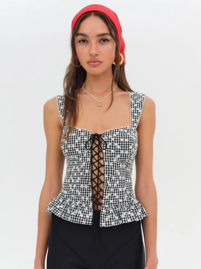 Women Mimi Corset Top Black For Love and Lemons Tops
