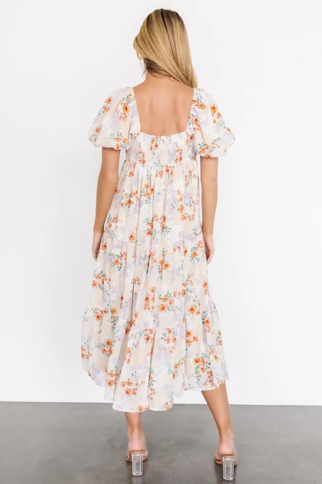 Women Molly Midi Dress Cream Floral Baltic Born Bump Friendly Women Molly Midi Dress Cream Floral Baltic Born Bump Friendly