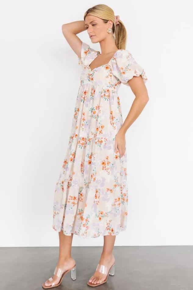 Women Molly Midi Dress Cream Floral Baltic Born Bump Friendly Women Molly Midi Dress Cream Floral Baltic Born Bump Friendly