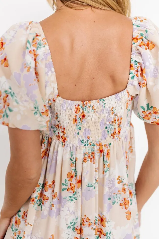 Women Molly Midi Dress Cream Floral Baltic Born Bump Friendly Women Molly Midi Dress Cream Floral Baltic Born Bump Friendly