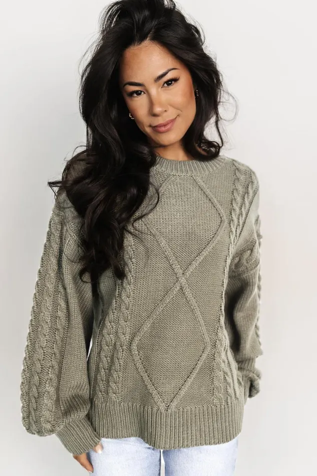 Women Mona Knit Sweater Olive Baltic Born Sweaters Women Mona Knit Sweater Olive Baltic Born Sweaters