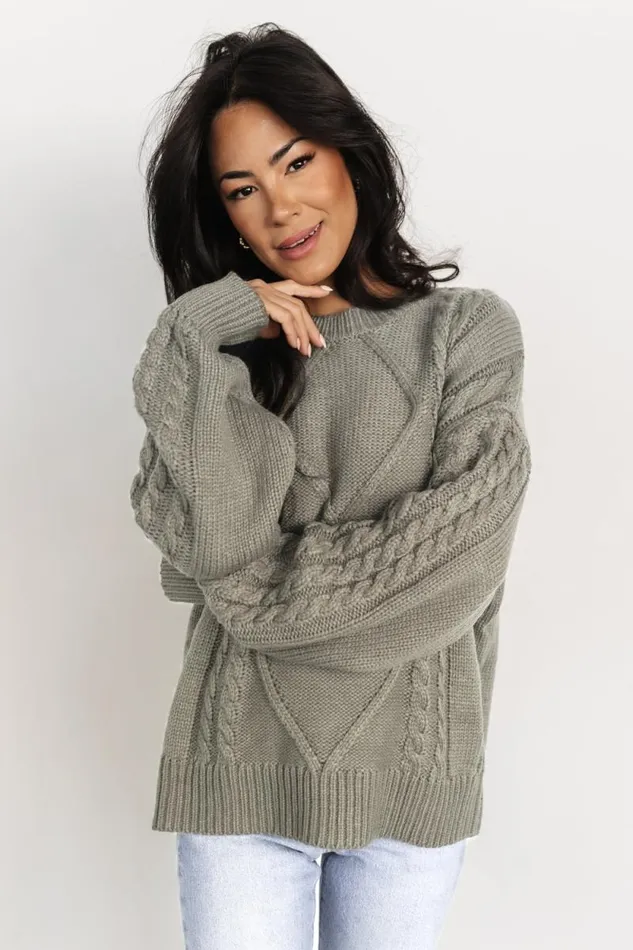 Women Mona Knit Sweater Olive Baltic Born Sweaters Women Mona Knit Sweater Olive Baltic Born Sweaters
