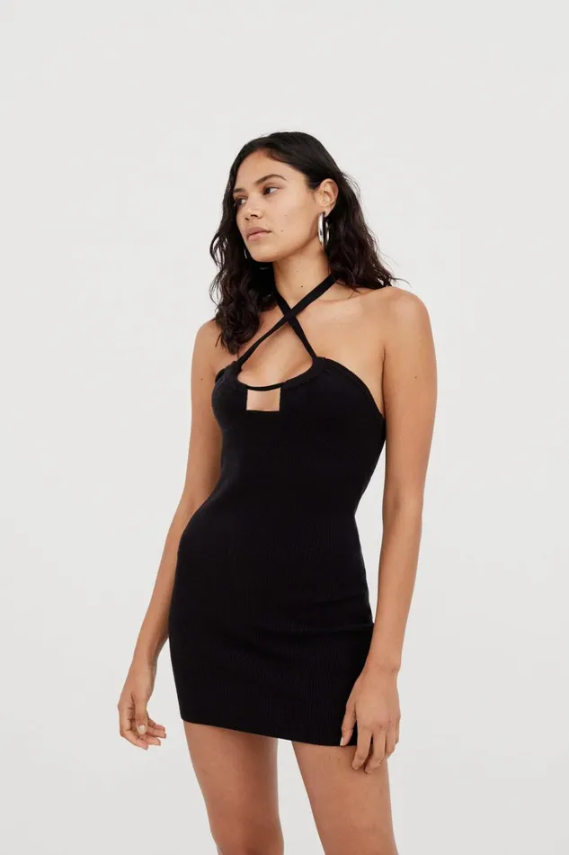 Women Mona Mini Dress Black For Love and Lemons Knitwear Women Mona Mini Dress Black For Love and Lemons Knitwear