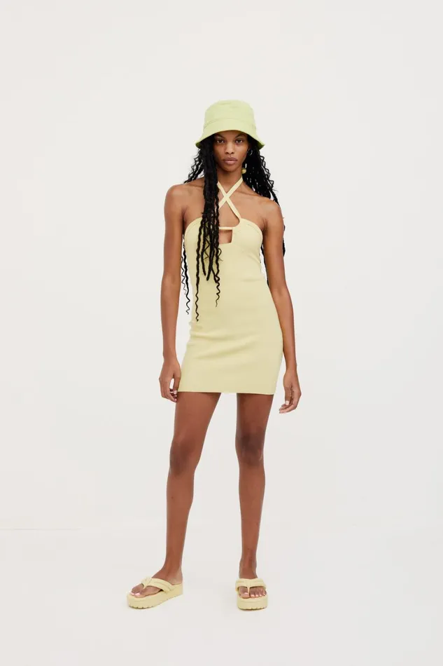 Women Mona Mini Dress Yellow For Love and Lemons Knitwear