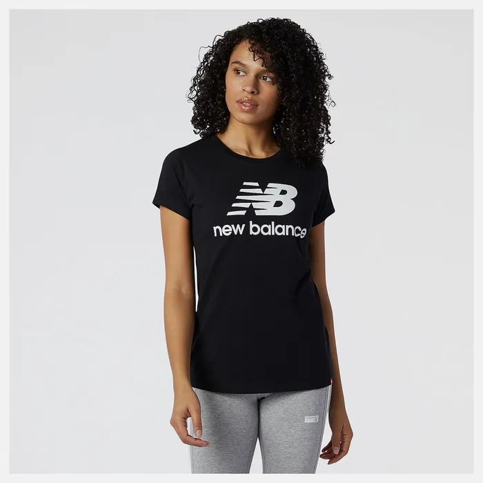 Women NB Essentials Stacked Logo Tee Black New Balance Shirts