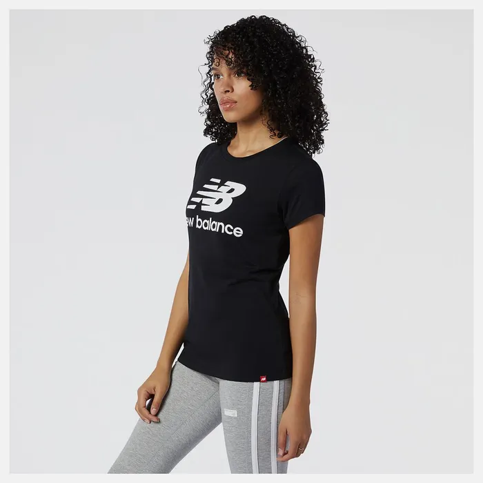 Women NB Essentials Stacked Logo Tee Black New Balance Shirts Women NB Essentials Stacked Logo Tee Black New Balance Shirts
