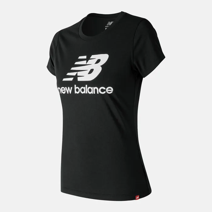 Women NB Essentials Stacked Logo Tee Black New Balance Shirts Women NB Essentials Stacked Logo Tee Black New Balance Shirts