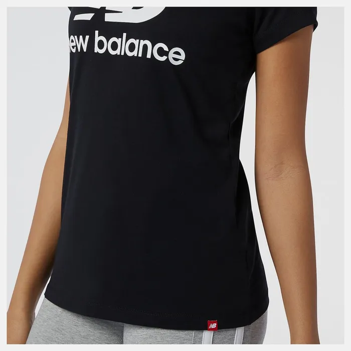 Women NB Essentials Stacked Logo Tee Black New Balance Shirts Women NB Essentials Stacked Logo Tee Black New Balance Shirts