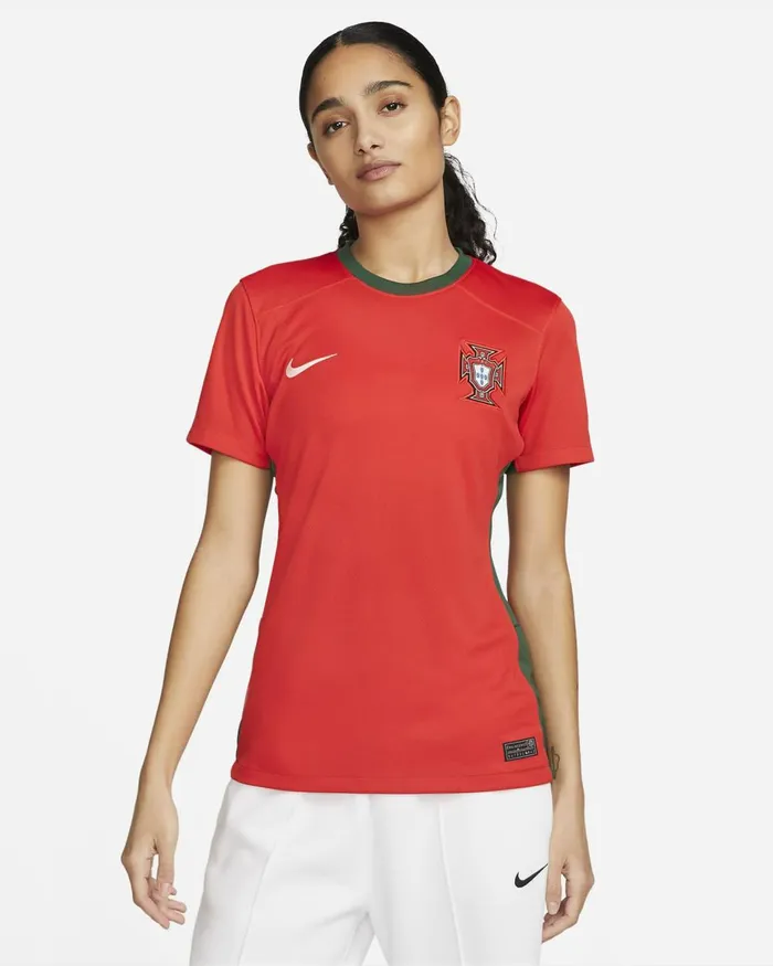 Women Nike All Clothing Portugal 2023 Stadium Home Challenge Redgorge Greensail