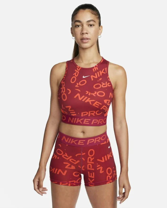 Women Nike All Clothing Pro DriFIT Noble Redpicante Redwhite