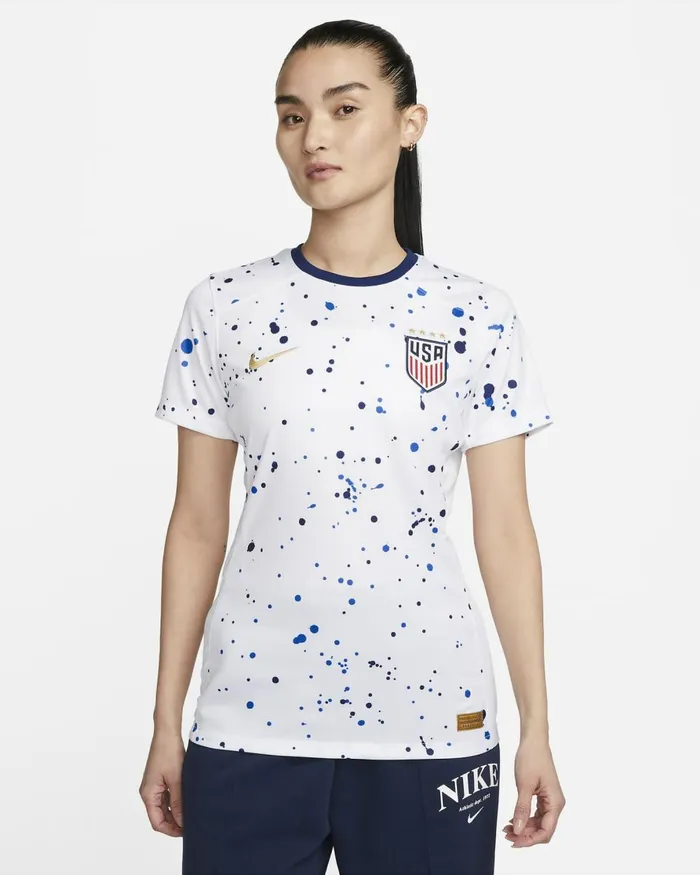 Women Nike All Clothing USWNT 4Star 2023 Stadium Home Whiteloyal Bluemetallic Gold