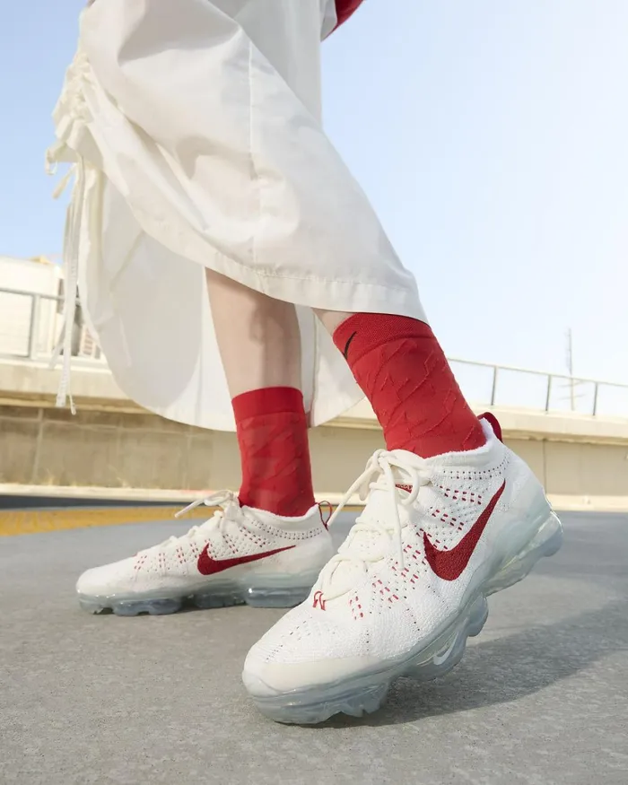 Women Nike All Shoes Air VaporMax 2023 Flyknit Sailphantommetallic Silvertrack Red