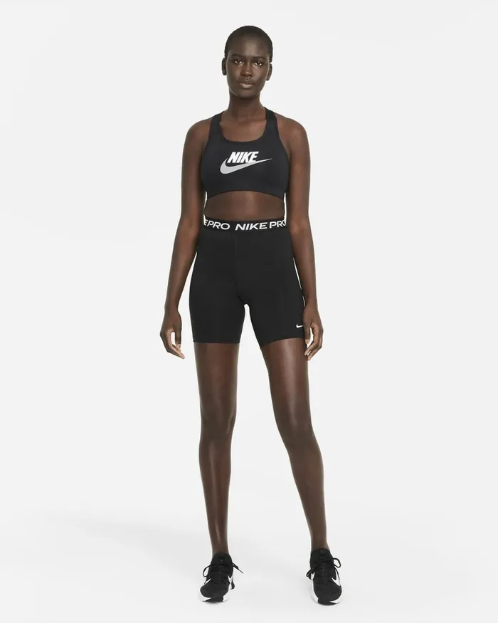 Women Nike Sports Bras Swoosh Blackwhiteparticle Grey