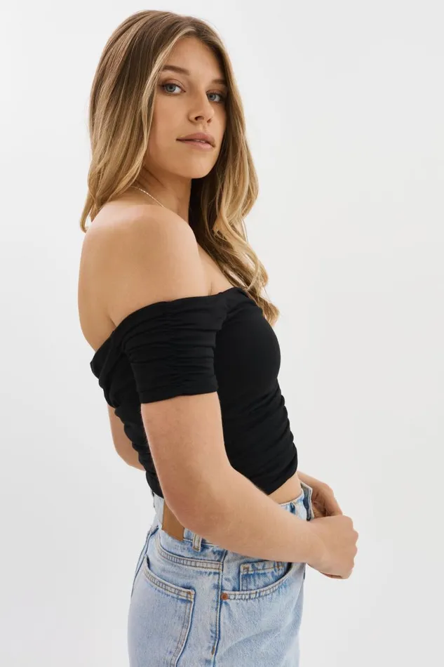 Women NINA Ruched Top Black LAMARQUE Tops Women NINA Ruched Top Black LAMARQUE Tops
