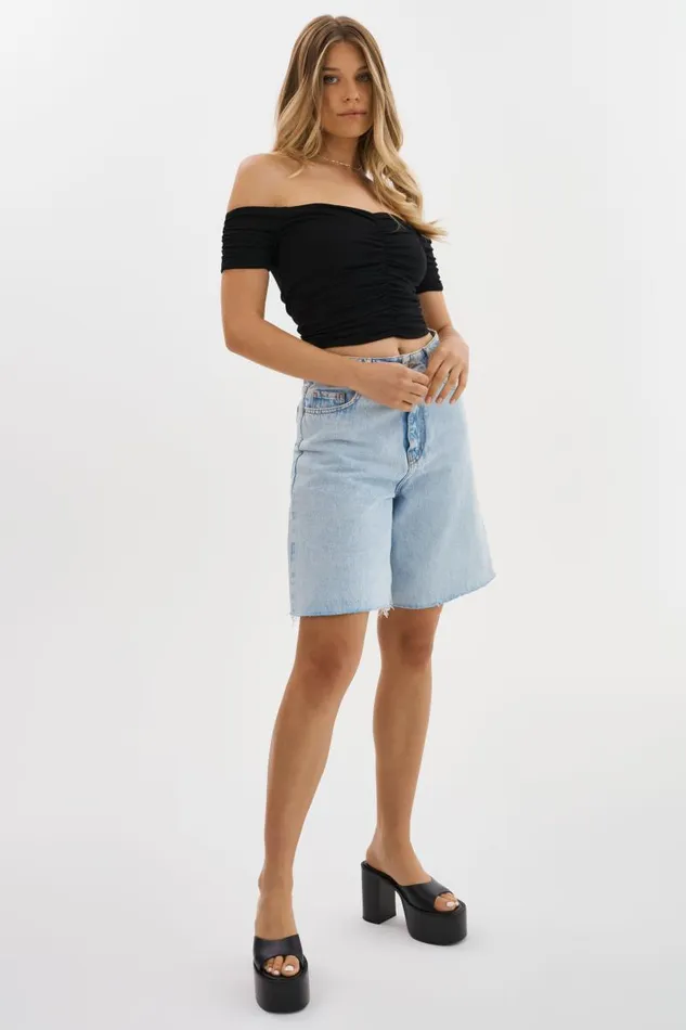 Women NINA Ruched Top Black LAMARQUE Tops Women NINA Ruched Top Black LAMARQUE Tops