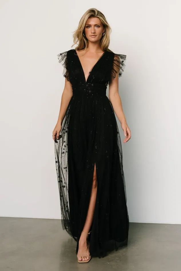 Women Nova Shimmer Maxi Dress Black Baltic Born Embellished and Sequined Women Nova Shimmer Maxi Dress Black Baltic Born Embellished and Sequined