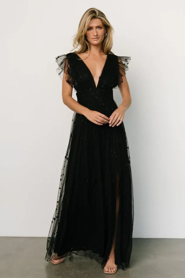 Women Nova Shimmer Maxi Dress Black Baltic Born Embellished and Sequined Women Nova Shimmer Maxi Dress Black Baltic Born Embellished and Sequined