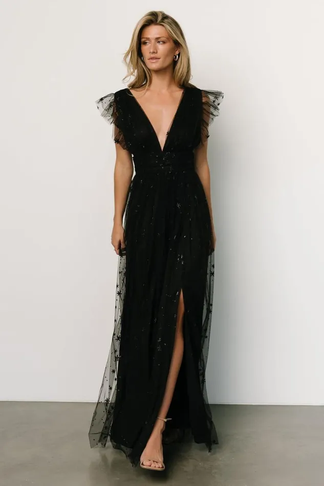 Women Nova Shimmer Maxi Dress Black Baltic Born Embellished and Sequined Women Nova Shimmer Maxi Dress Black Baltic Born Embellished and Sequined