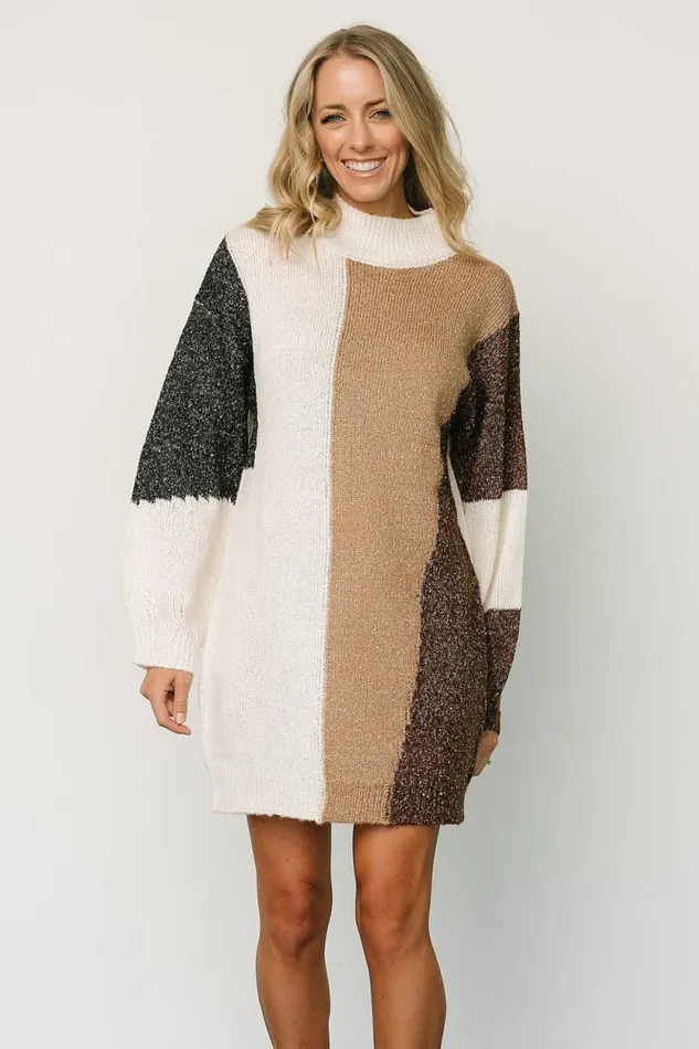 Women Omaha Sweater Dress Ivory Camel Baltic Born Short Dresses